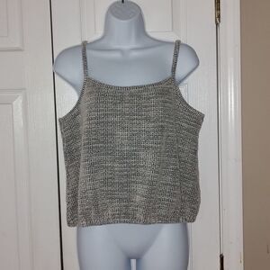 Loft black white tweed sweater tank top Sz M (runs on large side)